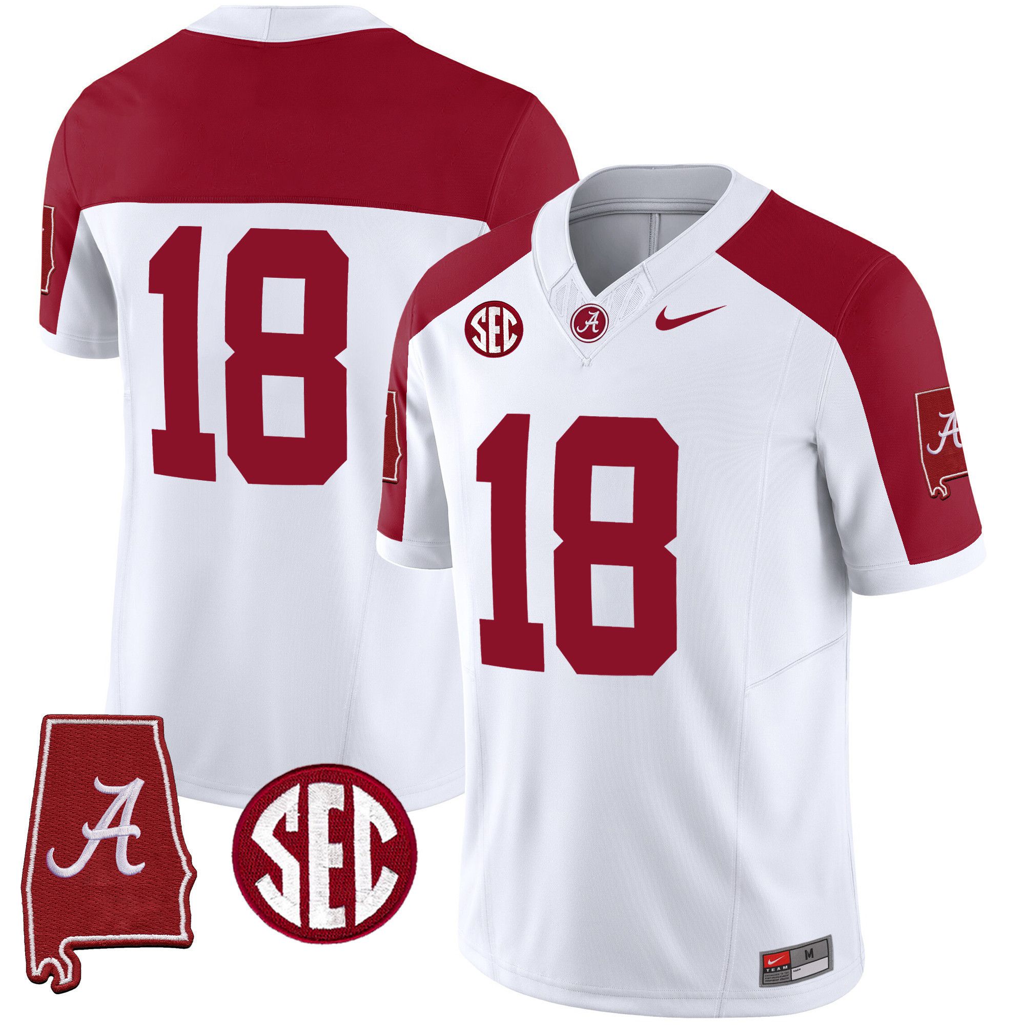 Men Alabama Crimson Tide #18 No Name White 2024 Nike Vapor Limited NCAA Jersey style 1